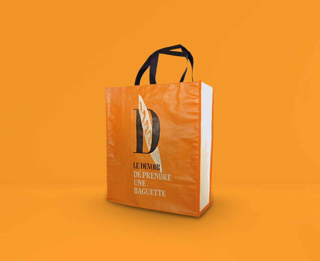 Sac écologique pour l'épicerie sur mesure réalisé pour Première Moisson